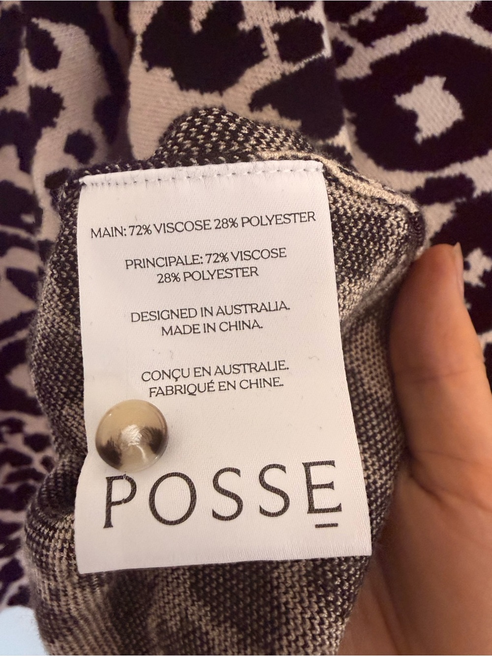 POSSE Sweater Lexi Cardigan in Leopard Black Tan - Picture 7 of 9